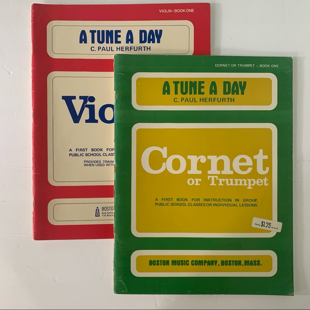 Vintage A Tune A Day Violin & Trumpet Music Books